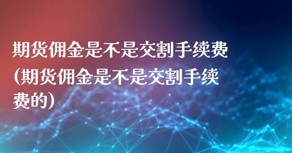 期货佣金是不是交割手续费(期货佣金是不是交割手续费的)_https://www.londai.com_期货投资_第1张