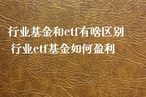 行业基金和etf有啥区别 行业etf基金如何盈利_https://www.londai.com_基金理财_第1张