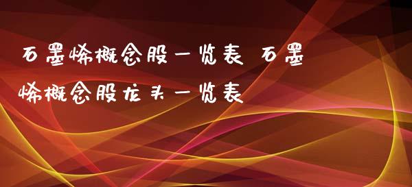 石墨烯概念股一览表 石墨烯概念股龙头一览表_https://www.londai.com_股票投资_第1张