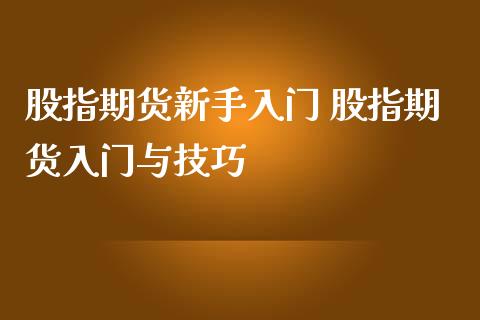 股指期货新手入门 股指期货入门与技巧_https://www.londai.com_期货投资_第1张