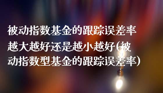 被动指数基金的误差率越大越好还是越小越好(被动指数型基金的误差率)_https://www.londai.com_基金理财_第1张