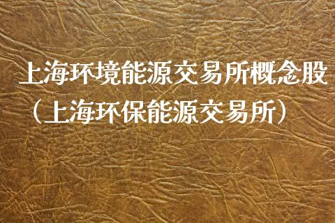 上海环境能源交易所概念股（上海环保能源交易所）_https://www.londai.com_期货投资_第1张