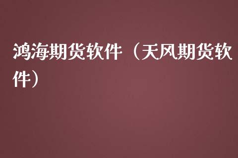 鸿海期货软件（天风期货软件）_https://www.londai.com_期货投资_第1张