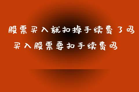 股票买入就扣掉手续费了吗 买入股票要扣手续费吗_https://www.londai.com_股票投资_第1张