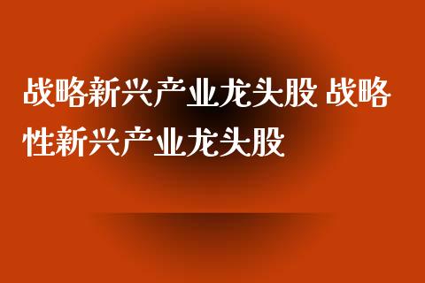 战略新兴产业龙头股 战略性新兴产业龙头股_https://www.londai.com_股票投资_第1张