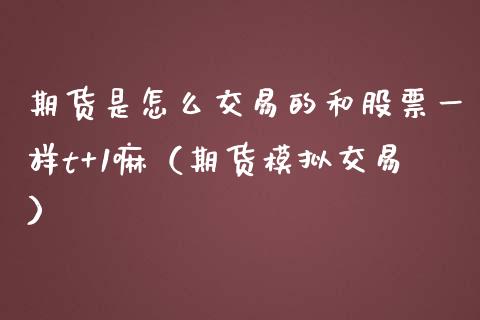 期货是怎么交易的和股票一样t+1嘛（期货模拟交易）_https://www.londai.com_期货投资_第1张