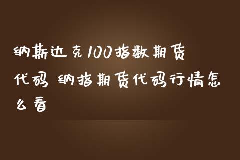 纳斯达克100指数期货 代码 纳指期货代码行情怎么看_https://www.londai.com_期货投资_第1张