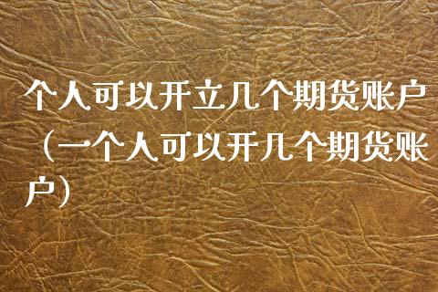 个人可以开立几个期货账户（一个人可以开几个期货账户）_https://www.londai.com_期货投资_第1张