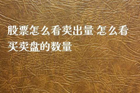 股票怎么看卖出量 怎么看买卖盘的数量_https://www.londai.com_股票投资_第1张