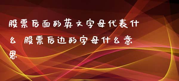 股票后面的英文字母代表什么 股票后边的字母什么意思_https://www.londai.com_股票投资_第1张