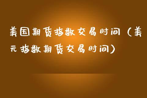 美国期货指数交易时间（美元指数期货交易时间）_https://www.londai.com_期货投资_第1张