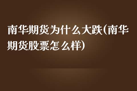 南华期货为什么大跌(南华期货股票怎么样)_https://www.londai.com_期货投资_第1张