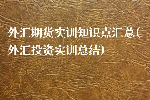 外汇期货实训知识点汇总(外汇投资实训总结)_https://www.londai.com_期货投资_第1张