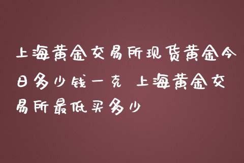 上海黄金交易所现货黄金今日多少钱一克 上海黄金交易所最低买多少_https://www.londai.com_期货投资_第1张