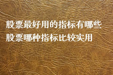 股票最好用的指标有哪些 股票哪种指标比较实用_https://www.londai.com_股票投资_第1张