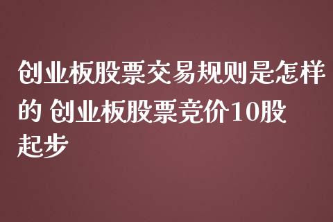 创业板股票交易规则是怎样的 创业板股票竞价10股起步_https://www.londai.com_股票投资_第1张