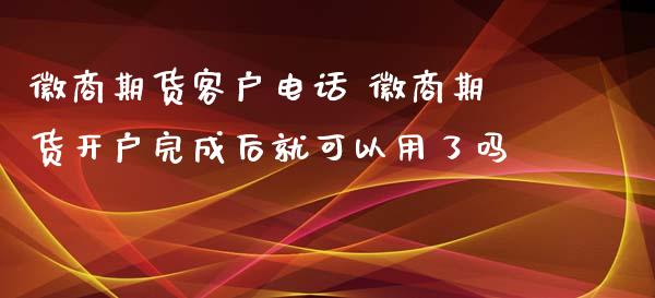 徽商期货客户电话 徽商期货开户完成后就可以用了吗_https://www.londai.com_期货投资_第1张