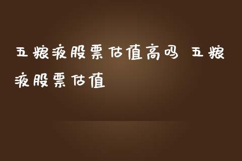 五粮液股票估值高吗 五粮液股票估值_https://www.londai.com_股票投资_第1张