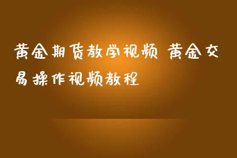 黄金期货教学视频 黄金交易操作视频教程_https://www.londai.com_期货投资_第1张