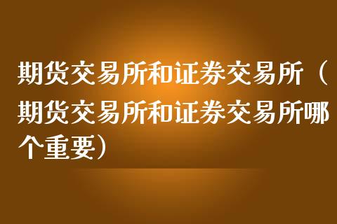 期货交易所和证券交易所（期货交易所和证券交易所哪个重要）_https://www.londai.com_期货投资_第1张