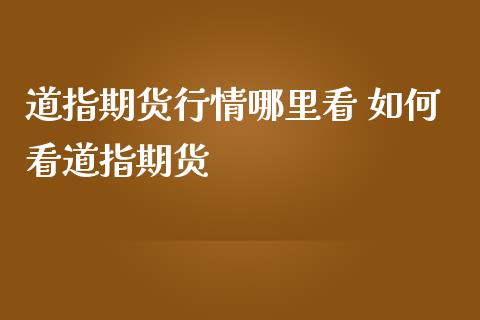 道指期货行情哪里看 如何看道指期货_https://www.londai.com_期货投资_第1张