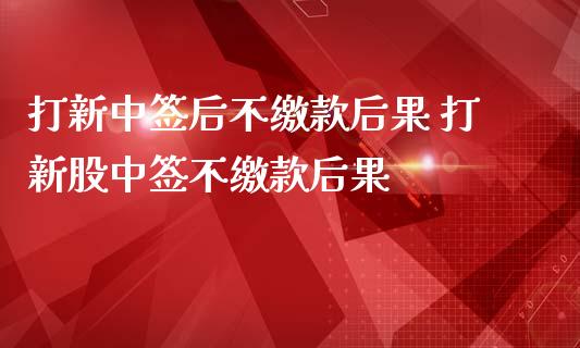 打新中签后不缴款后果 打新股中签不缴款后果_https://www.londai.com_股票投资_第1张