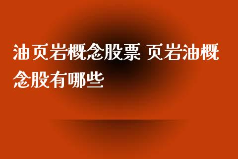 油页岩概念股票 页岩油概念股有哪些_https://www.londai.com_股票投资_第1张