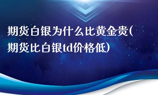 期货白银为什么比黄金贵(期货比白银td价格低)_https://www.londai.com_交易百科_第1张