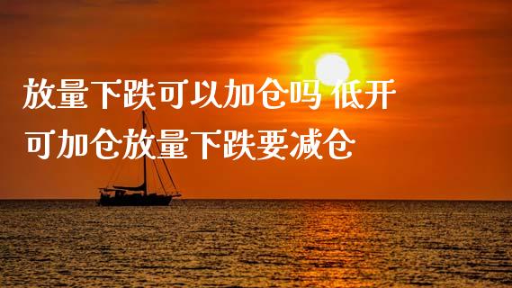 放量下跌可以加仓吗 低开可加仓放量下跌要减仓_https://www.londai.com_股票投资_第1张