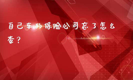 自己车的保险公司忘了怎么查？_https://www.londai.com_保险理财_第1张