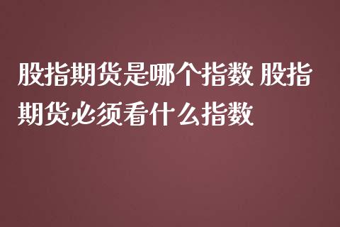 股指期货是哪个指数 股指期货必须看什么指数_https://www.londai.com_期货投资_第1张