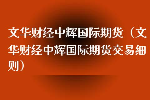 文华财经中辉国际期货（文华财经中辉国际期货交易细则）_https://www.londai.com_期货投资_第1张