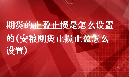 期货的止盈止损是怎么设置的(安粮期货止损止盈怎么设置)_https://www.londai.com_期货投资_第1张