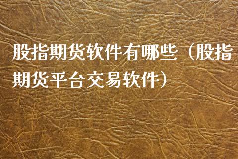 股指期货软件有哪些（股指期货平台交易软件）_https://www.londai.com_期货投资_第1张