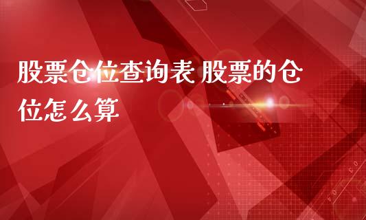 股票仓位查询表 股票的仓位怎么算_https://www.londai.com_股票投资_第1张