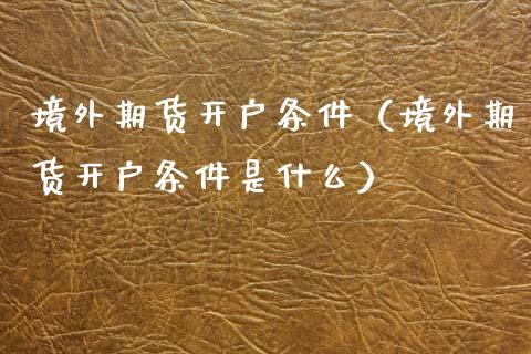 境外期货开户条件（境外期货开户条件是什么）_https://www.londai.com_期货投资_第1张