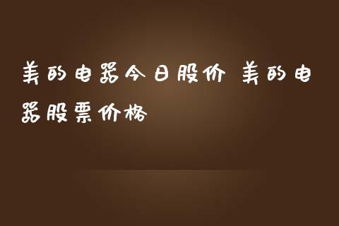 美的电器今日股价 美的电器股票价格_https://www.londai.com_股票投资_第1张