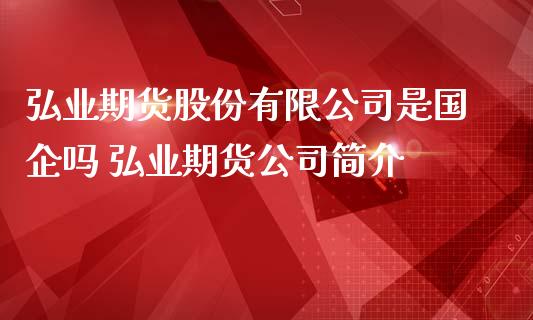 弘业期货股份有限公司是国企吗 弘业期货公司简介_https://www.londai.com_期货投资_第1张