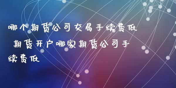 哪个期货公司交易手续费低 期货开户哪家期货公司手续费低_https://www.londai.com_期货投资_第1张